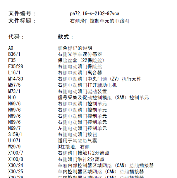 2014年奔驰威霆右侧车门电路图