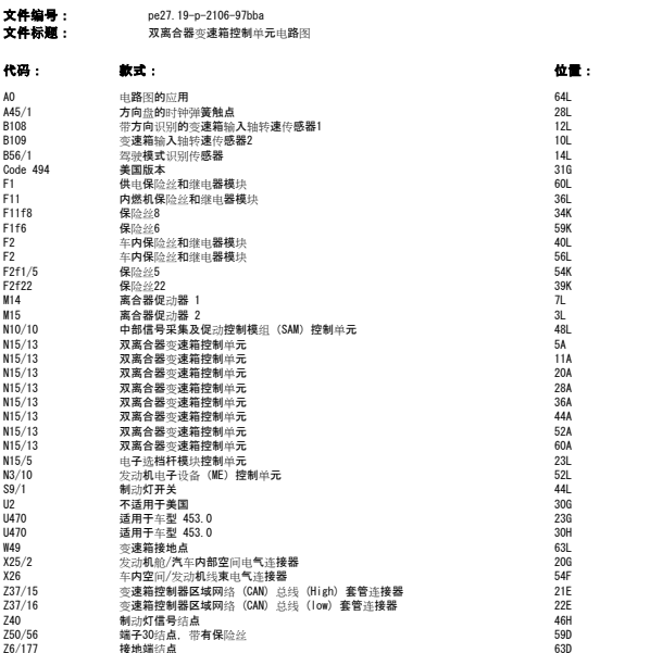 2015年奔驰smart的变速箱系统电路图