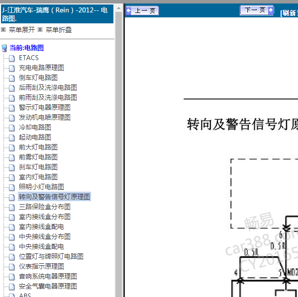 2012年瑞鹰转向灯电路图