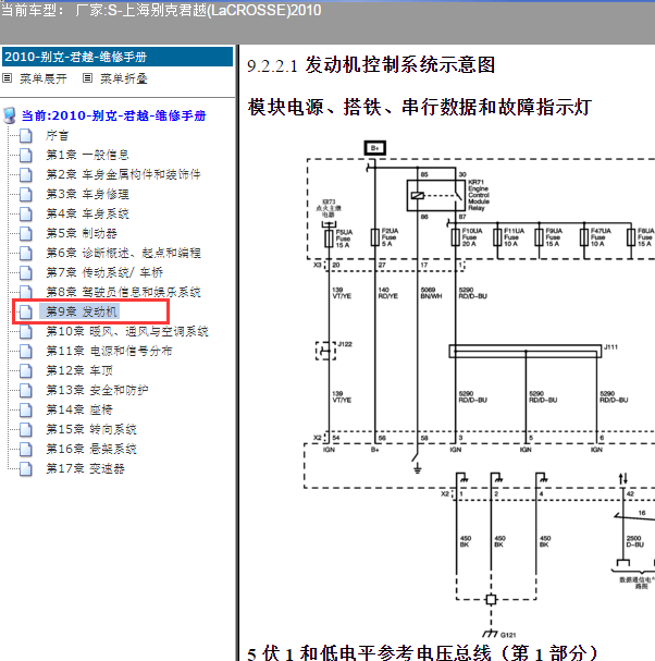 2010年别克君越 发动机电路图