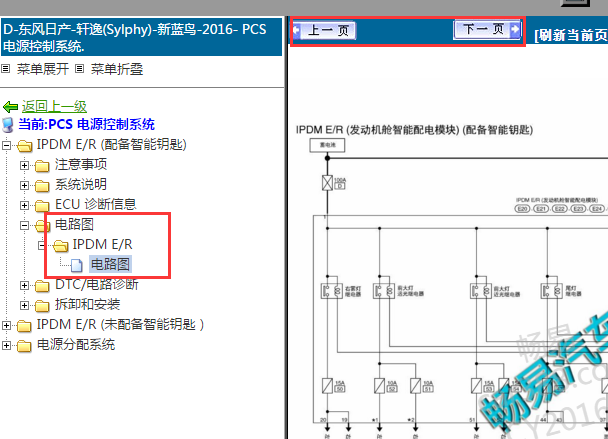 2016年日产轩逸机舱配电盒电路图