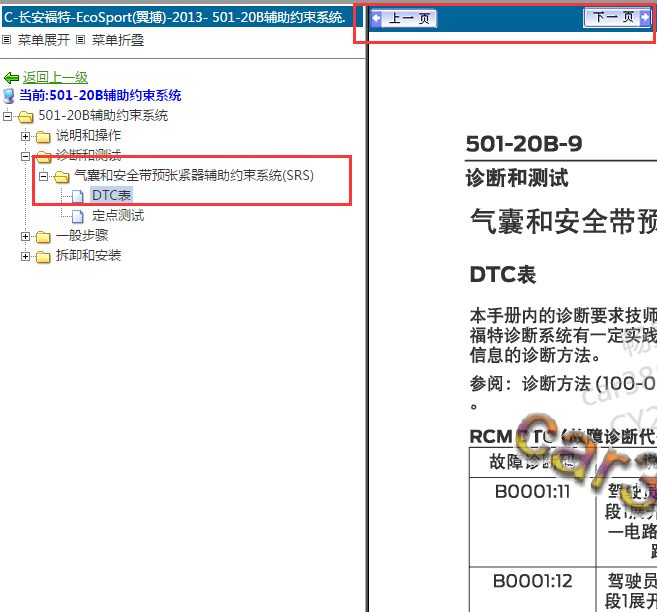 13年福特翼博ODDTCs故障码解释以及维修手册