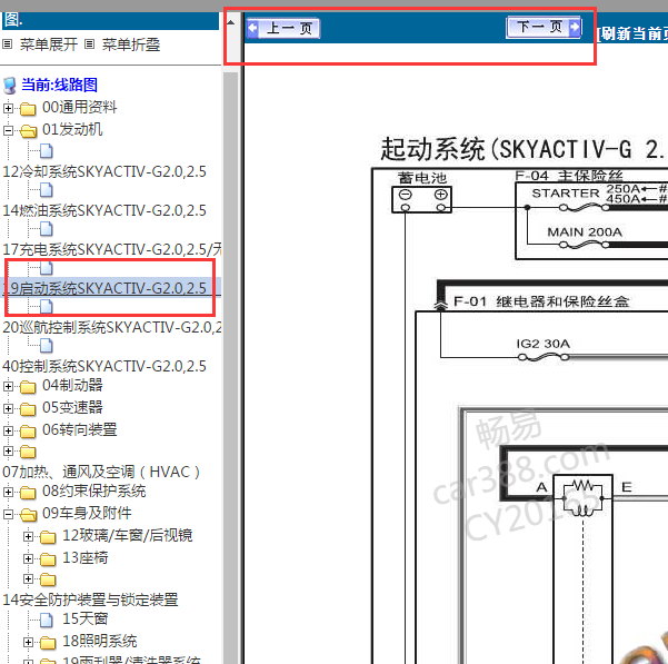 2014年马自达6启动电路图
