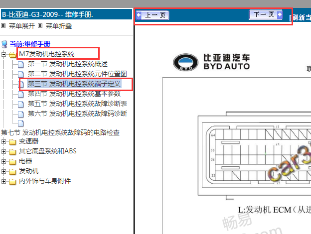 2009年比亚迪G3发动机电脑版针脚定义