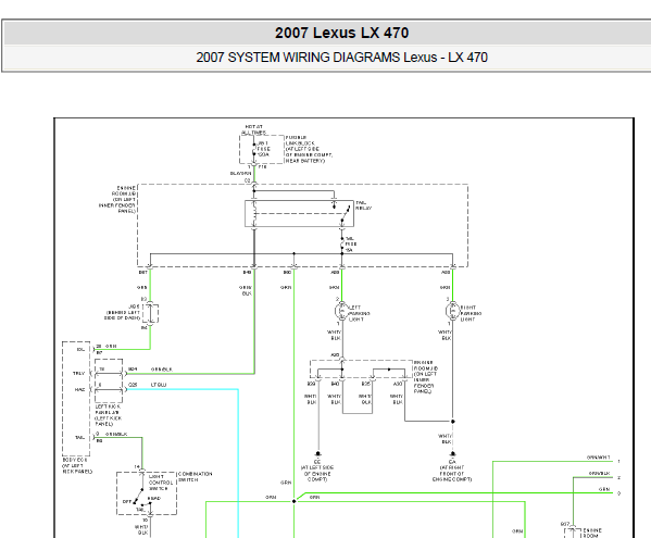 2007年雷克萨斯LX470转向灯电路图