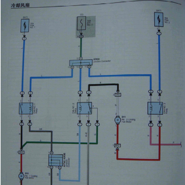 丰田锐志 冷却风扇电路图