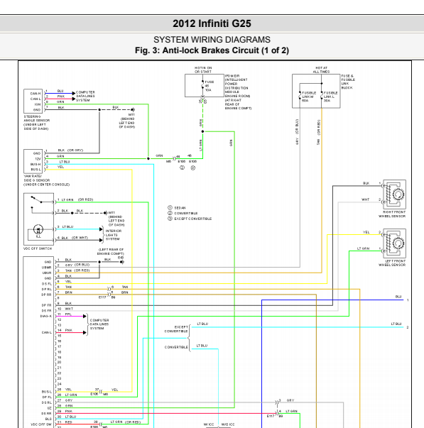 2012年英菲尼迪G25 ABS电路图
