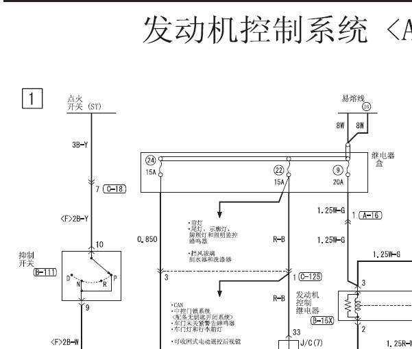 2006年三菱格蓝迪发动机和变速箱电路图