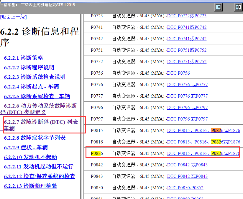 15年凯迪拉克ATS-L  P0826故障码资料