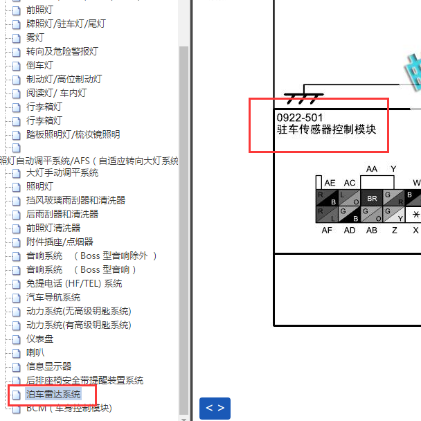 2009年马自达M6 驻车辅助模块针脚