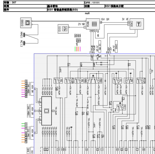 标致307发动机保险丝盒电路图