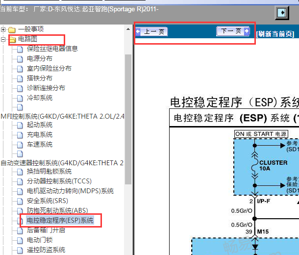 2011年起亚智跑ESP电路图