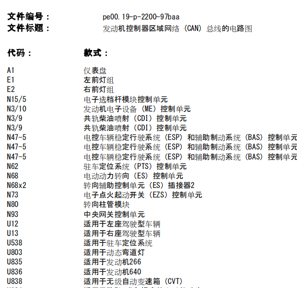 2008年奔驰B200CNA电路图