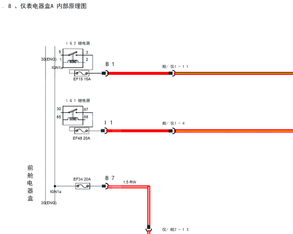2017年奇瑞凯翼X5仪表电器盒 A 电路原理图