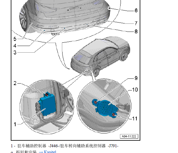 2016年奥迪Q3驻车辅助位置