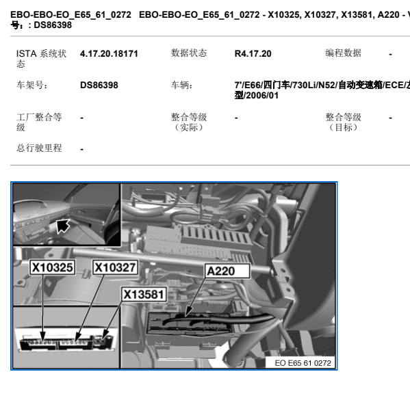 2006年宝马730LI安全和网关模块安装位置