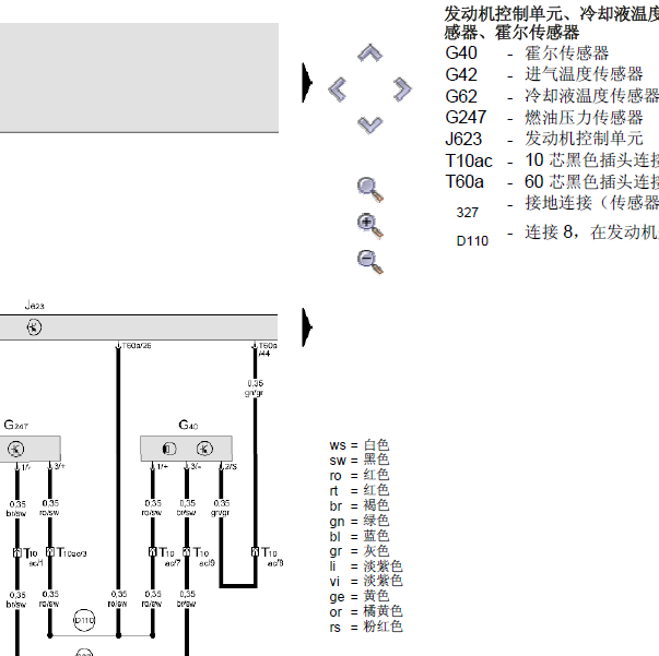 奥迪A6 BPJ发动机冷却液温度传感器电路图