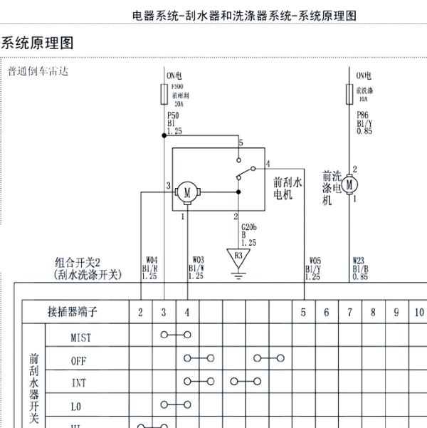 2018年中兴大领主雨刮电路图