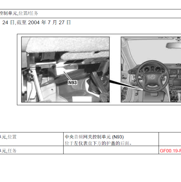 2004年奔驰C200网关位置