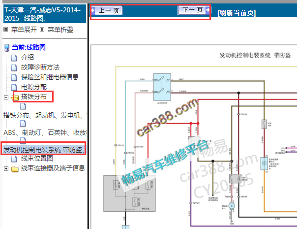 2014-2015年一汽威志V5发动机电路图