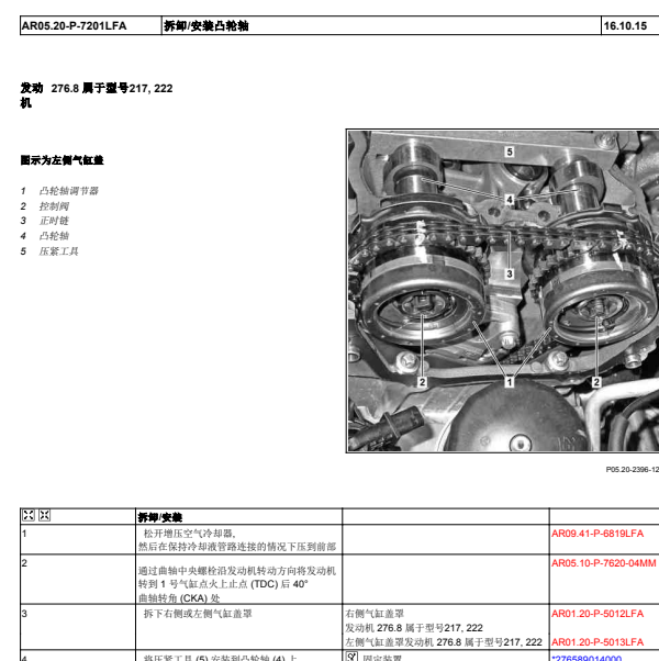 2014年奔驰S320发动机正时