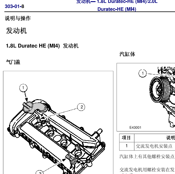 2013年福克斯发动机维修手册