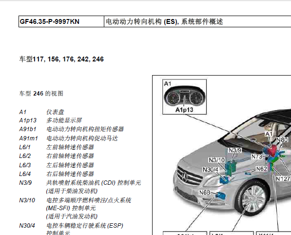 奔驰CLA200转向模块位置