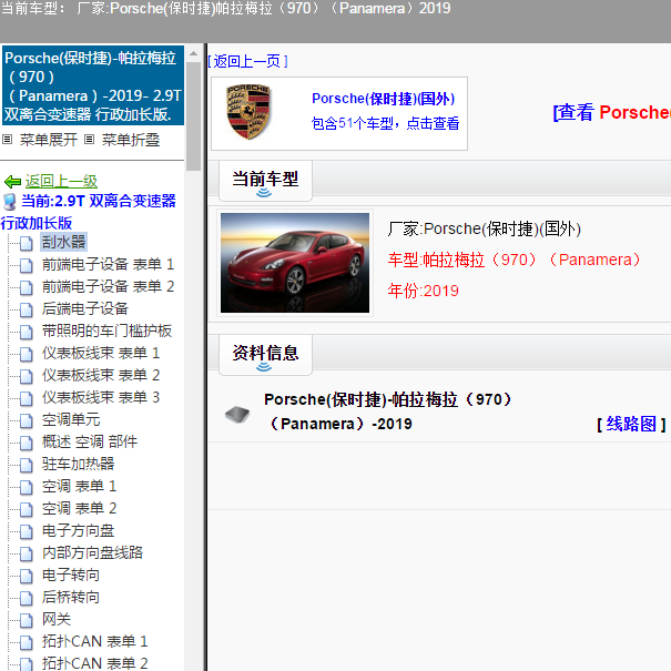 Porsche(保时捷)-帕拉梅拉（970）（Panamera）-2019[ 线路图 ]