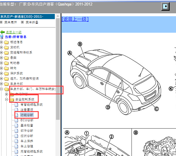 2011-2012年日产逍客智能钥匙位置
