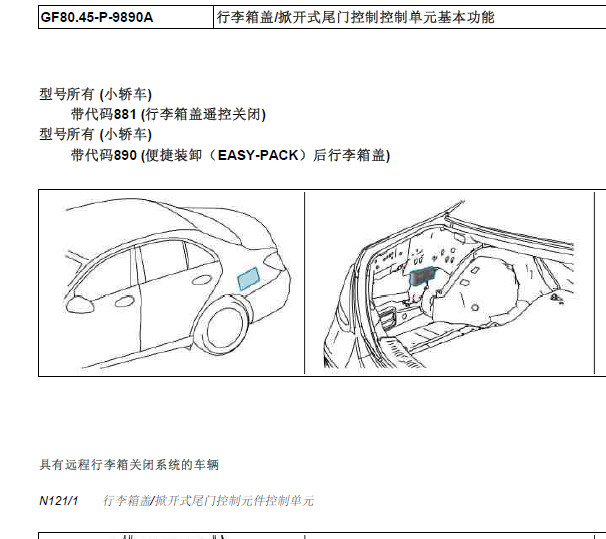 奔驰ML350电动后背门控制电脑位置