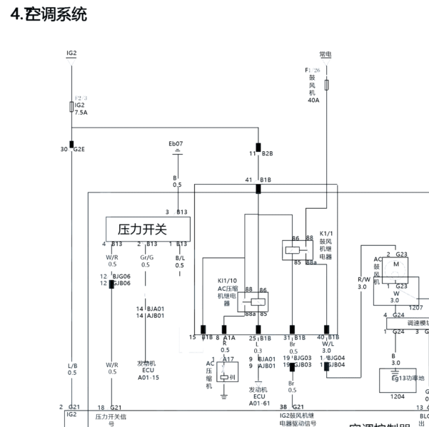 18年比亚迪宋空调系统电路图