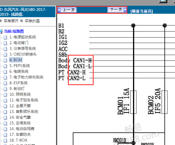 2017-2019年东风风光580 CAN资料