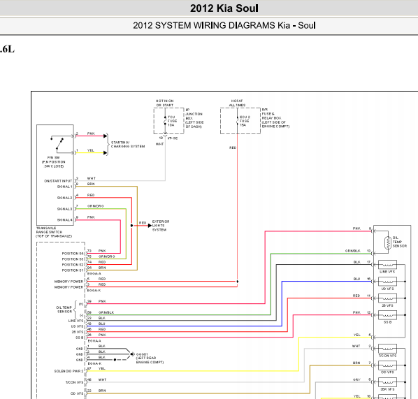 2012年起亚秀尔变速箱电路图
