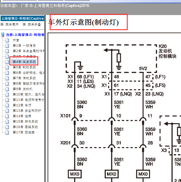 2016年雪佛兰科帕奇刹车灯线路