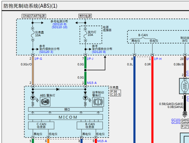 16年现代IX35 ABS电路图