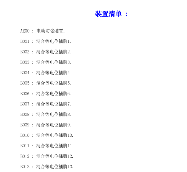 标致代码表