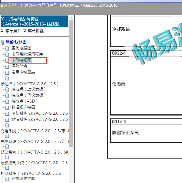 2015-2016年一汽马自达阿特兹电源电器电路图