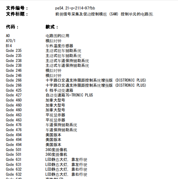 2020年奔驰GLCSAM电路图
