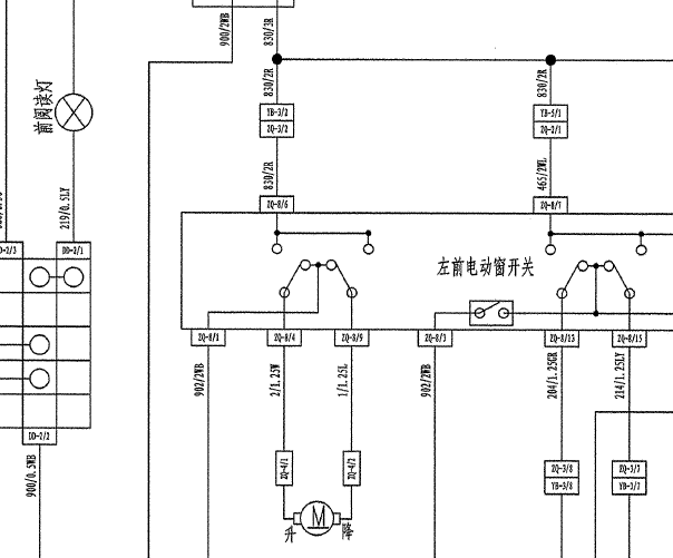 2010年吉利SC7玻璃升降电路图