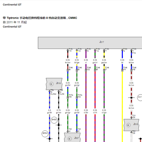 2012年宾利欧陆GT变速箱电路图