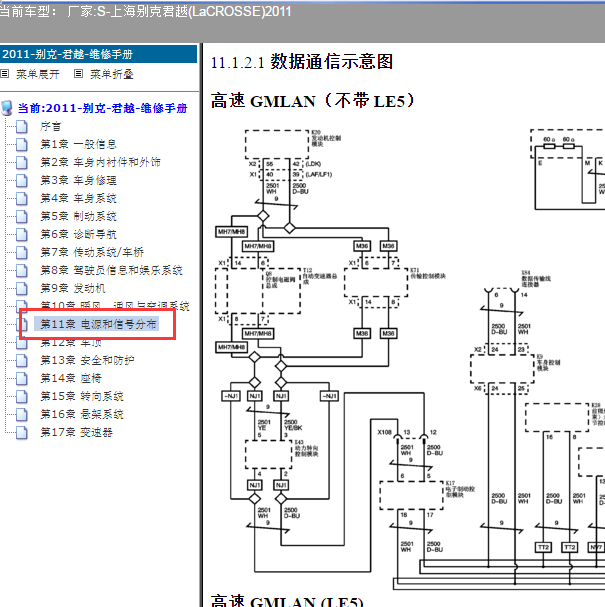2011年别克君越CAN线路图