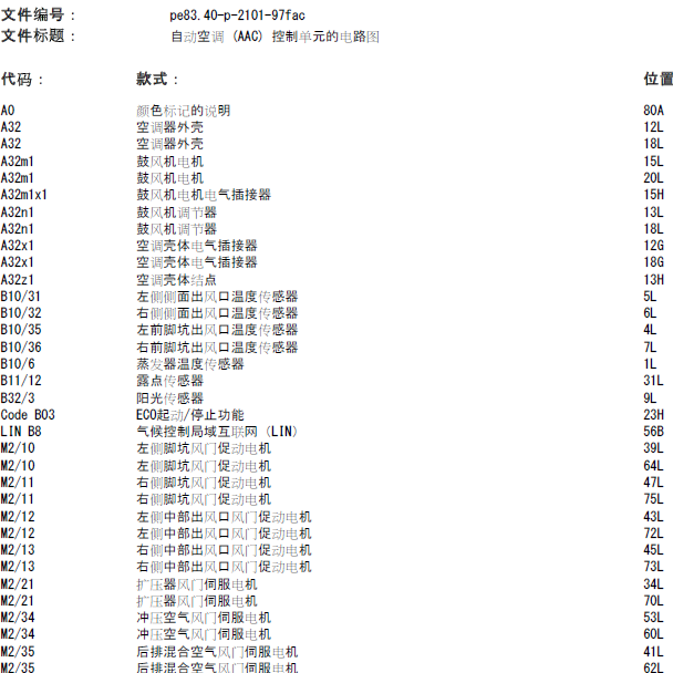 奔驰GLK260 空调电路图