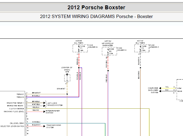 2012年保时捷Boxster 仪表电路图