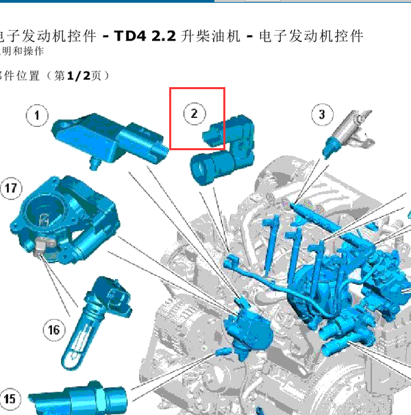 2012年路虎神行者2.2柴油发动机燃油温度传感器位置