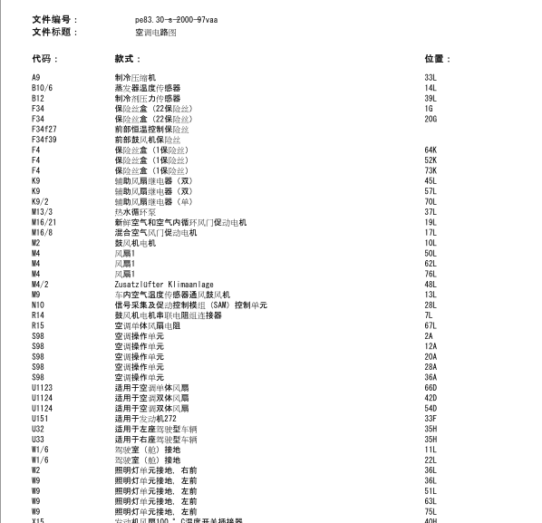 2004年唯雅诺空调电路图