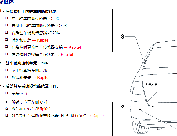 2013年斯柯达昕锐倒车雷达报警器位置和倒车雷达电脑位置图