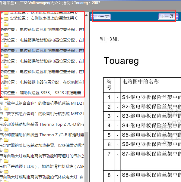 2007年大众途锐保险丝分配