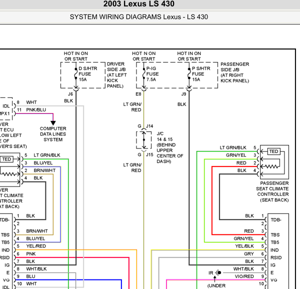 2003年LS430座椅电路图