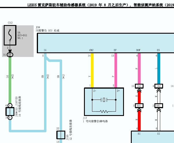 2020年雷克萨斯RX200T驻车辅助电路图