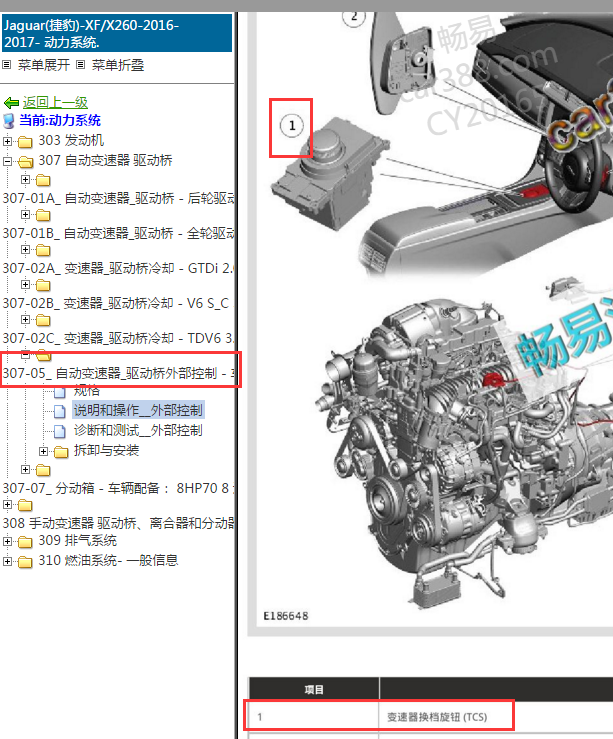 2016-2017年捷豹XF变速箱开关位置